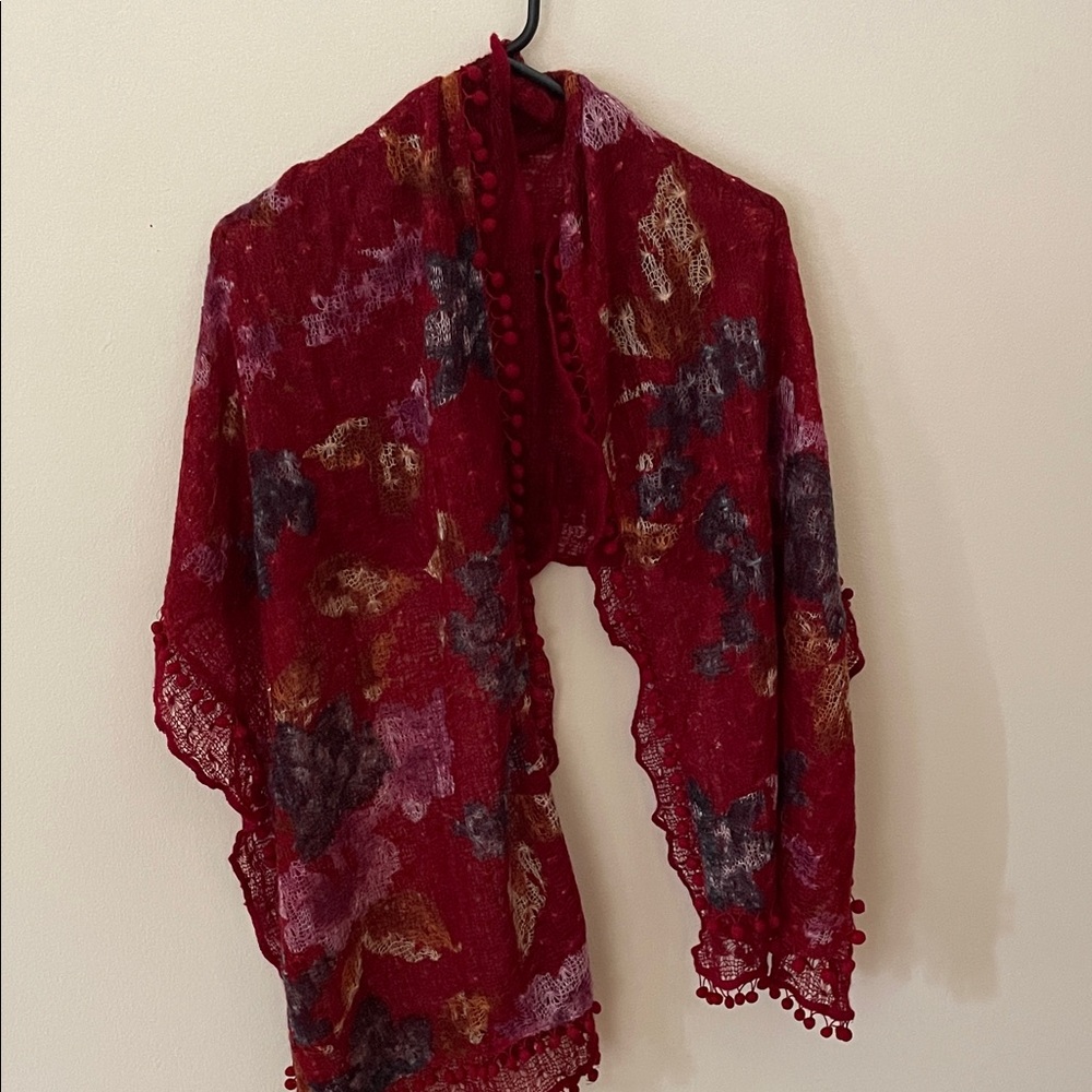 Elegant Red Patterned Scarf